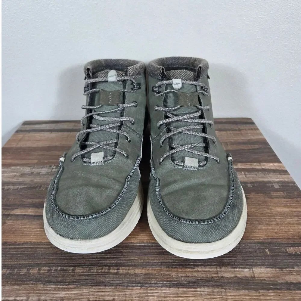 Hey Dude Men's Bradley Classic Green High-Top Slip on Shoe Size 11
